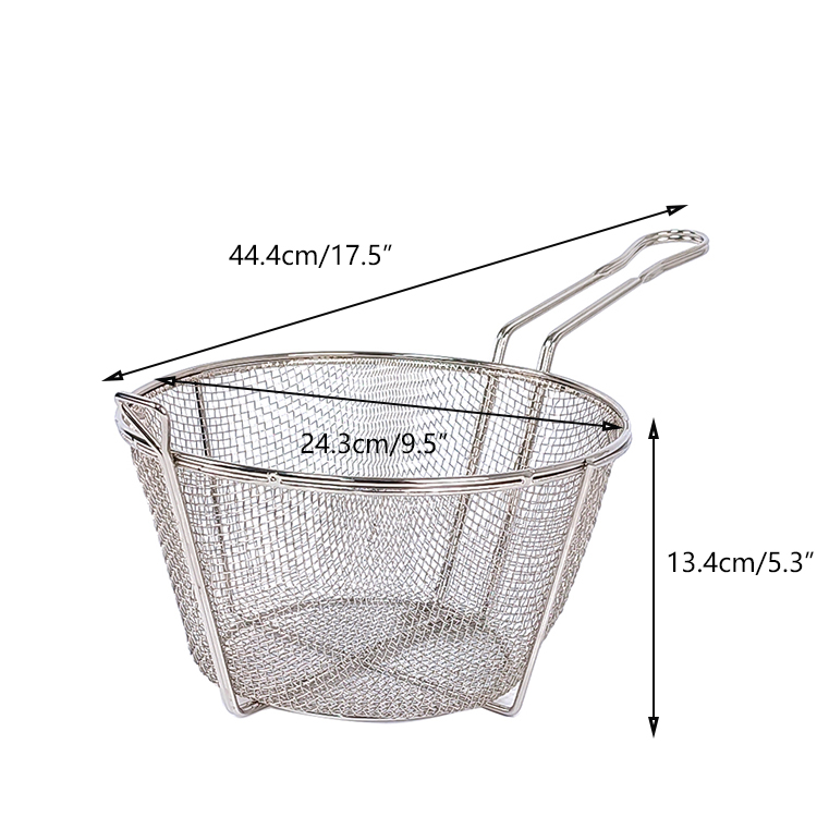 Zhaosheng Hardware - Cesta para freír de malla de alambre de 9,5 pulgadas, cesta redonda para freír, cesta para freír al vapor de acero inoxidable