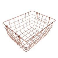 Zhaosheng Hardware - Cestas decorativas para congelador para el hogar, cesta de almacenamiento de alambre de oro rosa con asa
