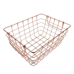 Zhaosheng Hardware - Cestas decorativas para congelador para el hogar, cesta de almacenamiento de alambre de oro rosa con asa