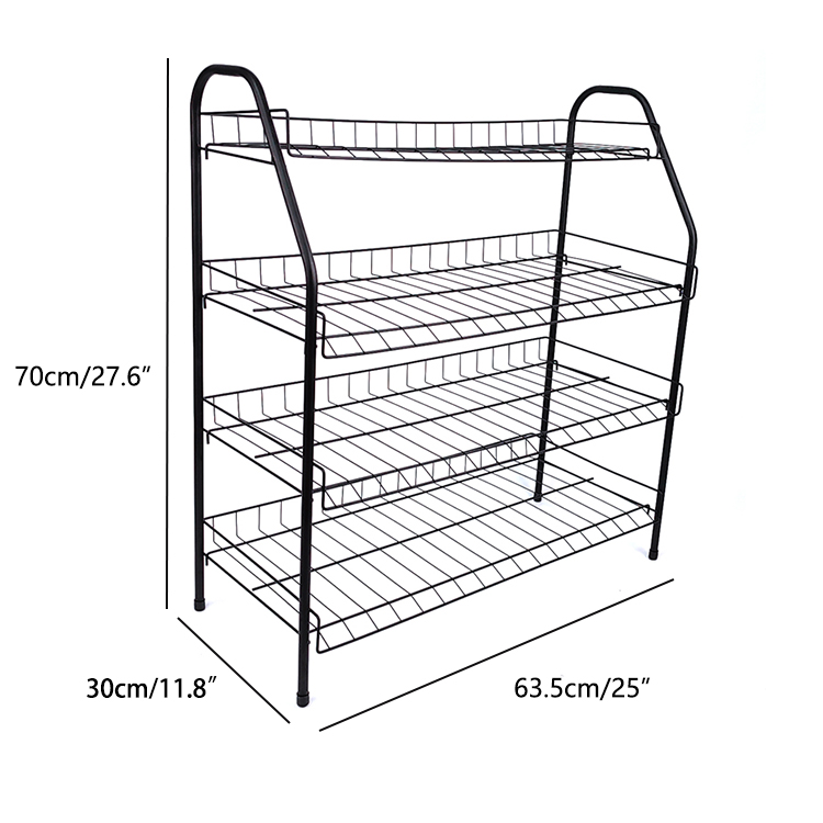 Zhaosheng Hardware - Estante organizador de zapatos de metal negro, estante para zapatos de 4 niveles para entradas