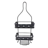 Zhaosheng - Cesta de ducha montada en la pared, estante organizador de baño negro con ganchos