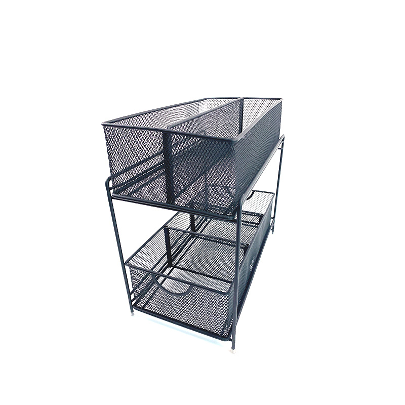 Zhaosheng Hardware-Organizador de gabinete debajo del fregadero de 2 niveles con cajón de almacenamiento deslizante, organizador de escritorio