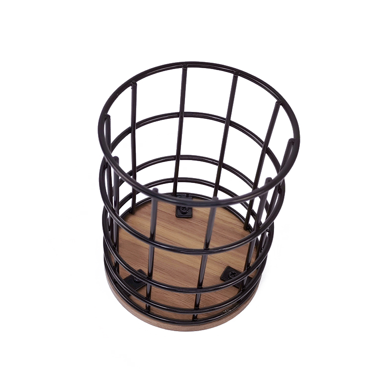Zhaosheng Hardware-Soporte para lápices de alambre de metal, contenedor de escritorio para oficina, organizador de escritorio, portalápices de metal de bambú de madera