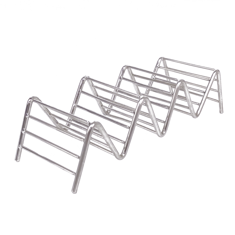 Zhaosheng Hardware - Bandeja para tacos personalizada, paquete de 6 soportes para tacos de acero inoxidable, soporte para tacos cromado