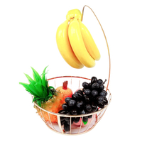 Zhaosheng Hardware - Organizador decorativo de frutas de alambre dorado, estante de hierro, cesta de frutas de metal con soporte para plátanos