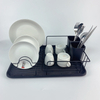 Zhaosheng Hardware - Escurreplatos de alambre de metal, color negro, con soporte para utensilios y bandeja de goteo