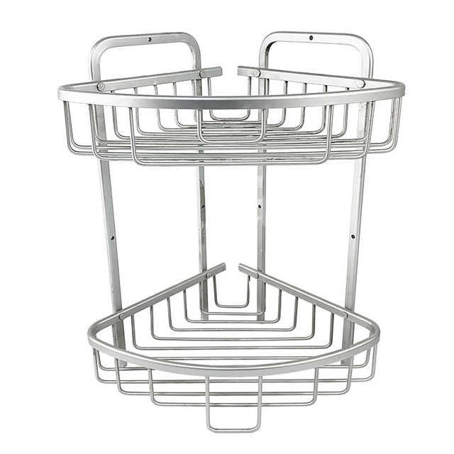 Zhaosheng - Almacenamiento de baño Cesta de esquina de 2 niveles Cesta de ducha de aluminio Cesta de ducha de esquina