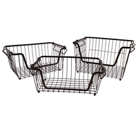 Zhaosheng Hardware - Cesta organizadora apilable, cesta de alambre de metal, cesta de almacenamiento apilable para cocina o baño