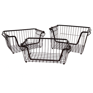 Zhaosheng Hardware - Cesta organizadora apilable, cesta de alambre de metal, cesta de almacenamiento apilable para cocina o baño