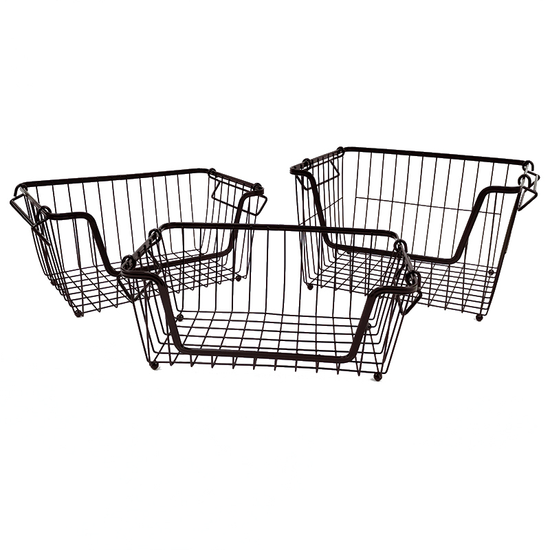 Zhaosheng Hardware - Cesta organizadora apilable, cesta de alambre de metal, cesta de almacenamiento apilable para cocina o baño