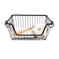 Zhaosheng Hardware - Cestas de despensa apilables de 3 niveles, cesta de frutas de alambre, cesta organizadora de almacenamiento de metal con asa