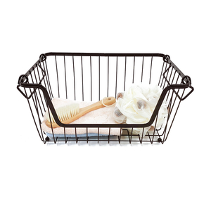 Zhaosheng Hardware - Cestas de despensa apilables de 3 niveles, cesta de frutas de alambre, cesta organizadora de almacenamiento de metal con asa