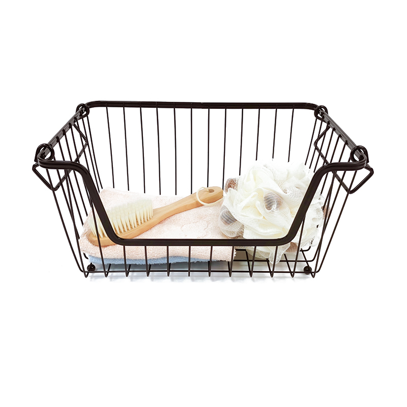 Zhaosheng Hardware - Cestas de despensa apilables de 3 niveles, cesta de frutas de alambre, cesta organizadora de almacenamiento de metal con asa