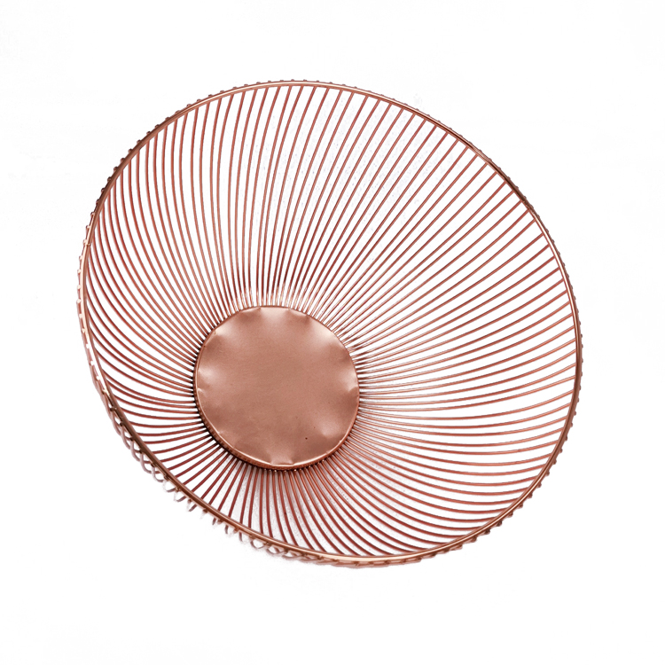 Cesta decorativa para el hogar, alambre chapado en cobre, cesta de frutas, hardware Zhaosheng