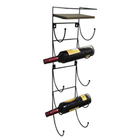 Zhaosheng Hardware - Organizador de almacenamiento de botellas de vino montado en la pared con estante superior de madera