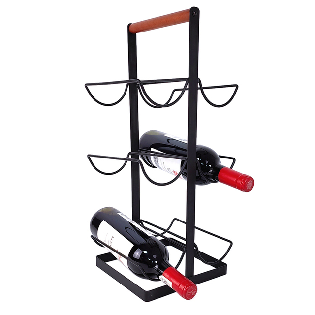 Zhaosheng Hardware - Estante de almacenamiento de botellas de vino de alambre de mesa, estante negro para platos de vino