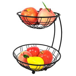 Zhaosheng Hardware - Cesta de frutas multifuncional de alambre de metal, cesta de frutas de 2 niveles para mostrador de cocina