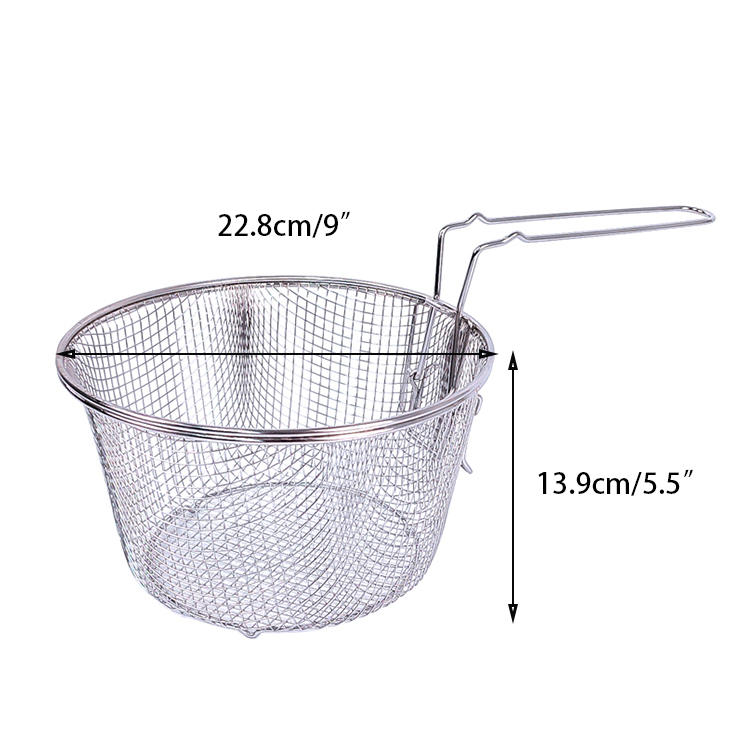 Zhaosheng Hardware - Cesta redonda de alambre de metal para freír con asa plegable