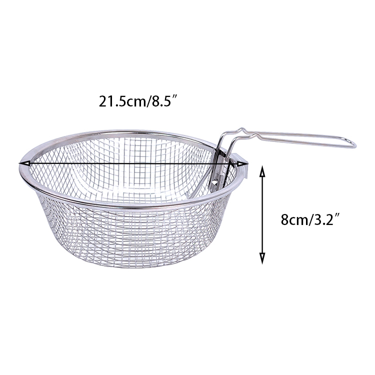 Zhaosheng Hardware - Cesta para freír patatas fritas redondas de acero inoxidable con mango plegable
