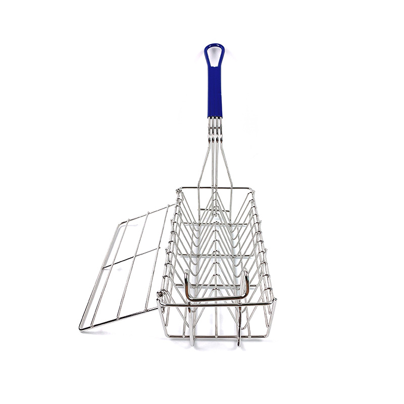 Zhaosheng Hardware - Cesta para freidora con 10 ranuras, cesta para freír pescado con mango revestido