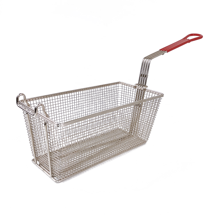 Zhaosheng Hardware - Cesta para freidora con mango recubierto de rojo y gancho frontal