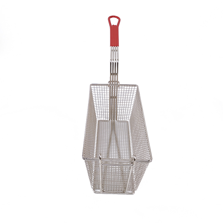 Zhaosheng Hardware - Cesta para freidora con mango recubierto de rojo y gancho frontal