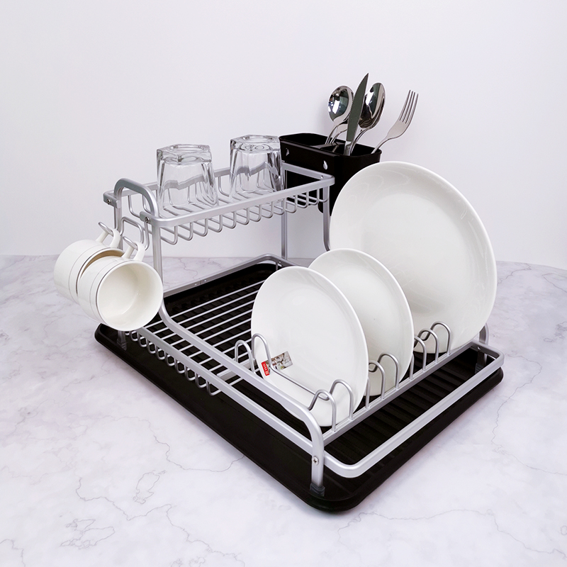 Zhaosheng Hardware - Escurridor de platos de aluminio a prueba de óxido de 2 niveles