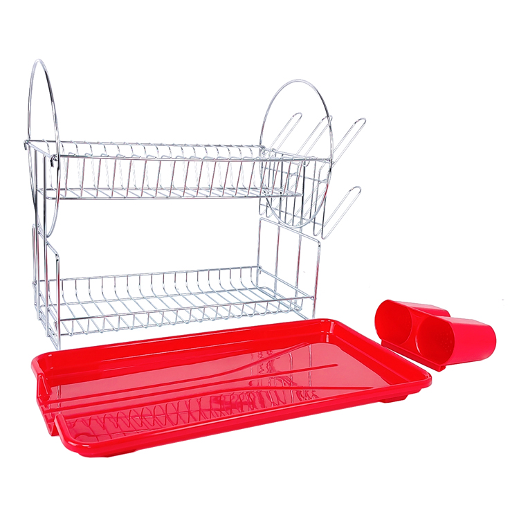 Zhaosheng Hardware - Rejilla para secar platos de 2 capas, escurridor de platos de acero inoxidable