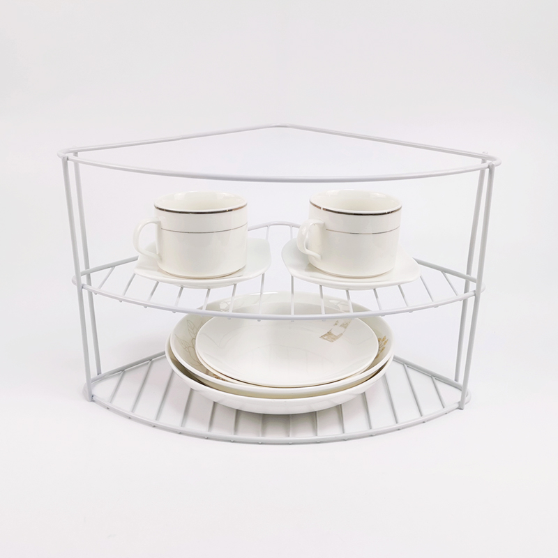 Zhaosheng Hardware - Estante esquinero de alambre de 2 niveles, organizador de mostrador de cocina, estante esquinero para platos