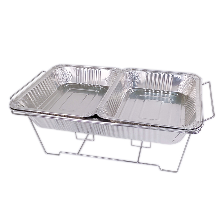 Zhaosheng Hardware - Juego de buffet para frotar con bandejas de agua de aluminio, bandejas de tamaño medio, pinzas de plástico, cucharas para servir