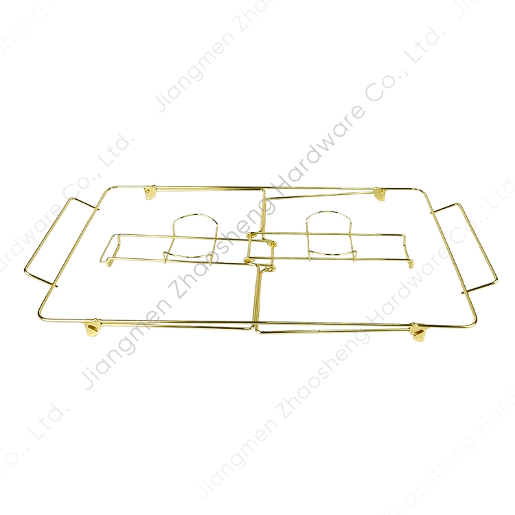 Zhaosheng Hardware - Estante plegable desechable para platos de frotamiento, chapado en oro, para buffet, tamaño completo, soporte para calentador