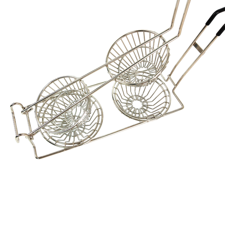 Zhaosheng Hardware - Cesta para freidora de tacos, suministro de restaurante, cesta para freír con taza de taco niquelada con mango de vinilo negro