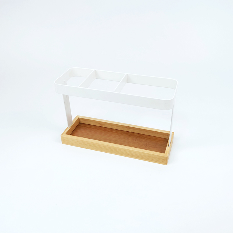 Zhaosheng - Estante de baño Blanco Organizador Estantes de Almacenamiento de Acero Soporte de secador de Pelo de bambú