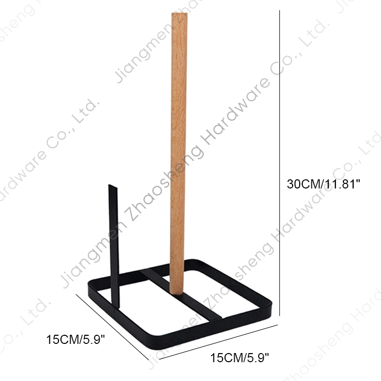 Zhaosheng Hardware - Soporte para toallas de papel de cocina de madera de metal, soporte para rollo de papel de seda para baño, almacenamiento en encimera