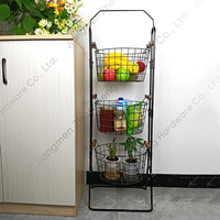 Zhaosheng Hardware - Cesta de alambre de 3 niveles para frutas y verduras, estante de almacenamiento de cocina de múltiples capas de metal
