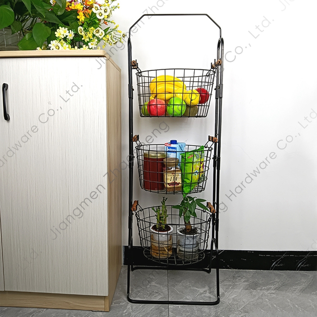 Zhaosheng Hardware - Cesta de alambre de 3 niveles para frutas y verduras, estante de almacenamiento de cocina de múltiples capas de metal