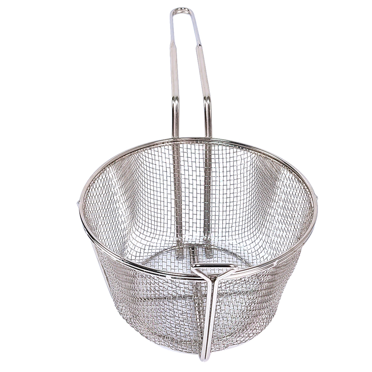 Zhaosheng Hardware - Cesta para freír de alambre de 8-1/2 pulgadas, cesta para freír redonda niquelada de 4 mallas