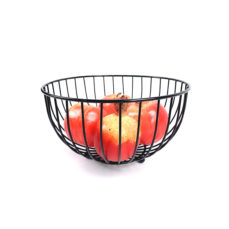 Zhaosheng Hardware - Decoración de mesa de cocina, organizador de alimentos de metal, cesta de frutas negra de alambre para el hogar