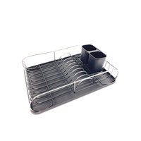 Zhaosheng Hardware - Escurridor de platos con bandeja de goteo negra y soporte para utensilios