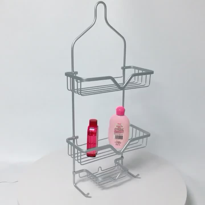 Zhaosheng - Almacenamiento de esquina de aluminio de 3 capas, toalla de mano, estante de baño, carrito de ducha colgante para techo oxidado