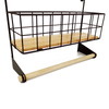 Zhaosheng - Estante de baño para cocina, estante de almacenamiento montado en la pared, cesta organizadora con barra de toalla de madera