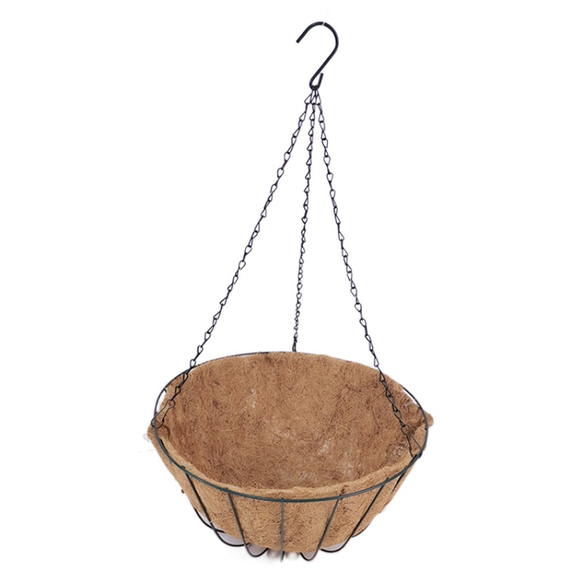 Zhaosheng Hardware - Cesta de flores colgante verde para porche al aire libre, colgador de macetas para el hogar, jardín, cesta colgante de alambre