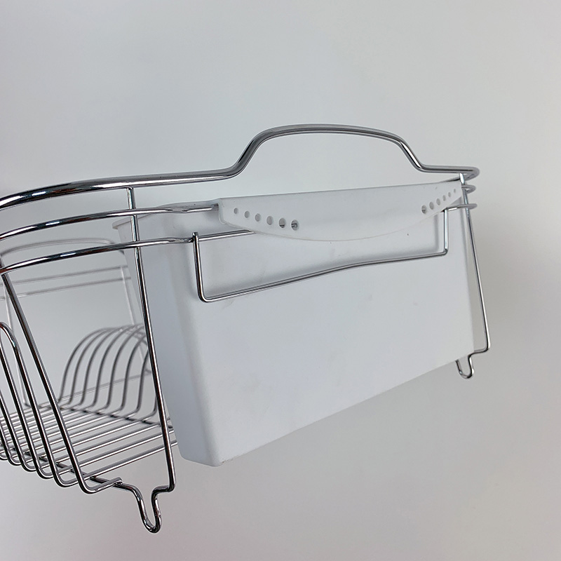 Zhaosheng Hardware - Rejilla para secar platos de alambre con bandeja de goteo blanca y soporte para utensilios
