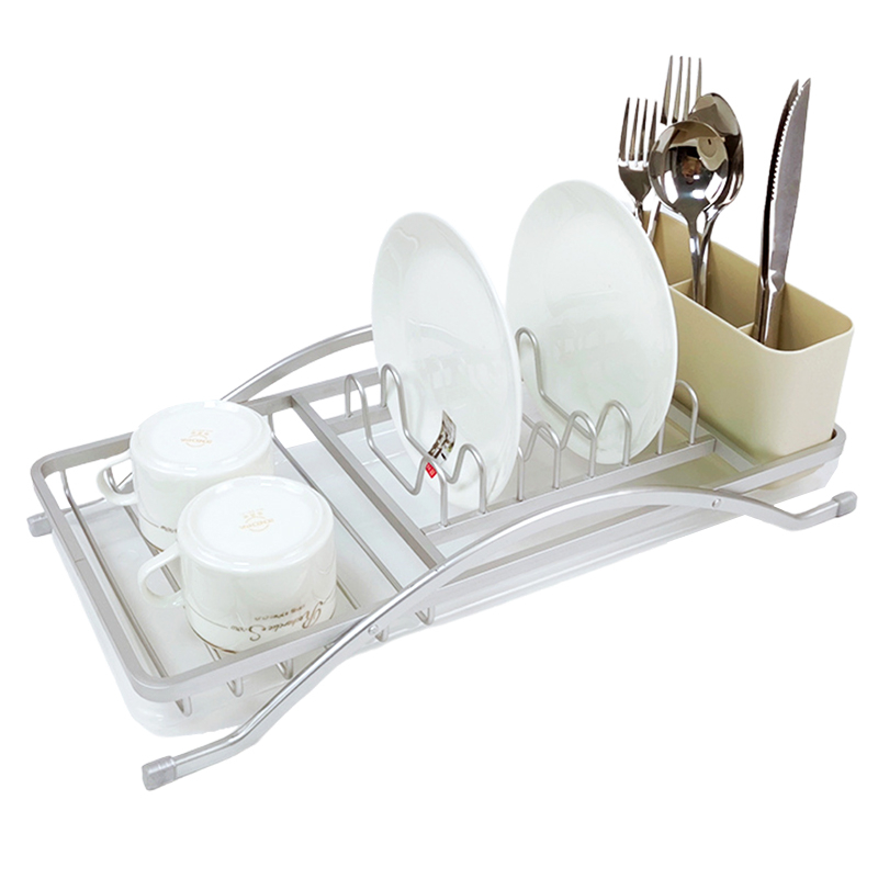 Zhaosheng Hardware - Rejilla para secar platos de aluminio con escurridor y soporte para utensilios
