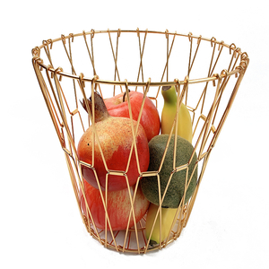 Zhaosheng Hardware - Cesta de frutas plegable decorativa, organizador de pan, cesta de alambre de metal para cocina