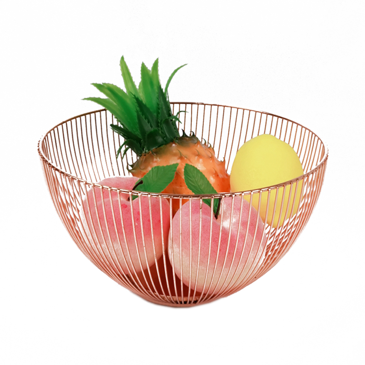Cesta decorativa para el hogar, alambre chapado en cobre, cesta de frutas, hardware Zhaosheng