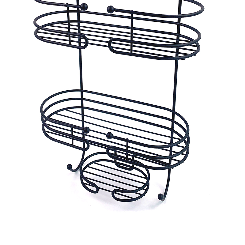 Zhaosheng - Carrito de ducha negro montado en la pared, sin taladro, carrito de baño colgante negro
