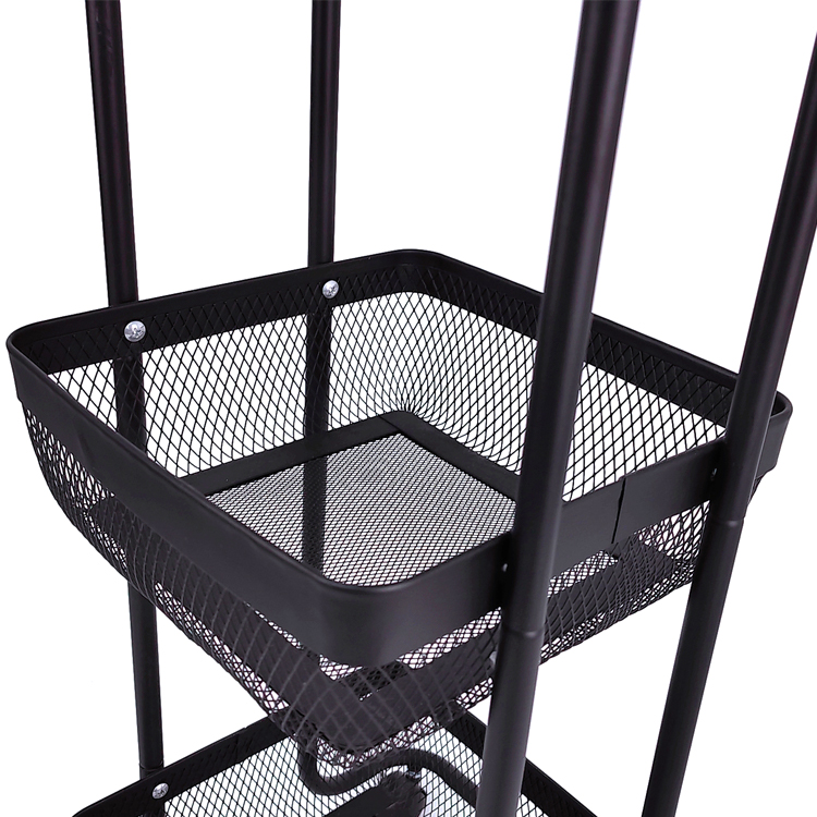 Carro utilitario de malla metálica de 3 niveles para almacenamiento de cocina y baño - Zhaosheng Hardware