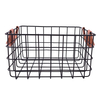 Zhaosheng Hardware - Cesta de alambre de metal para cocina, baño, organizador, cestas decorativas para almacenamiento con mango de cuero