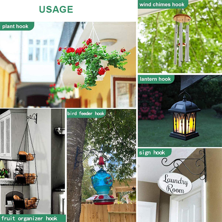 Zhaosheng Hardware - Soporte de pared para plantas, gancho de metal para colgar cestas, linternas, campanillas de viento